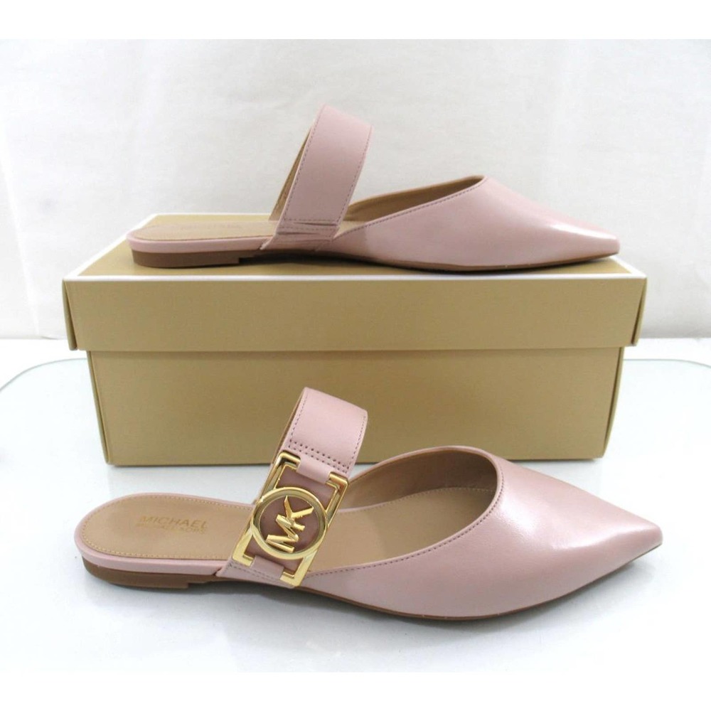 Michael Kors April Flex Flat Slip On Mule MK Logo Hardware Soft Pink - Picture 4 of 10
